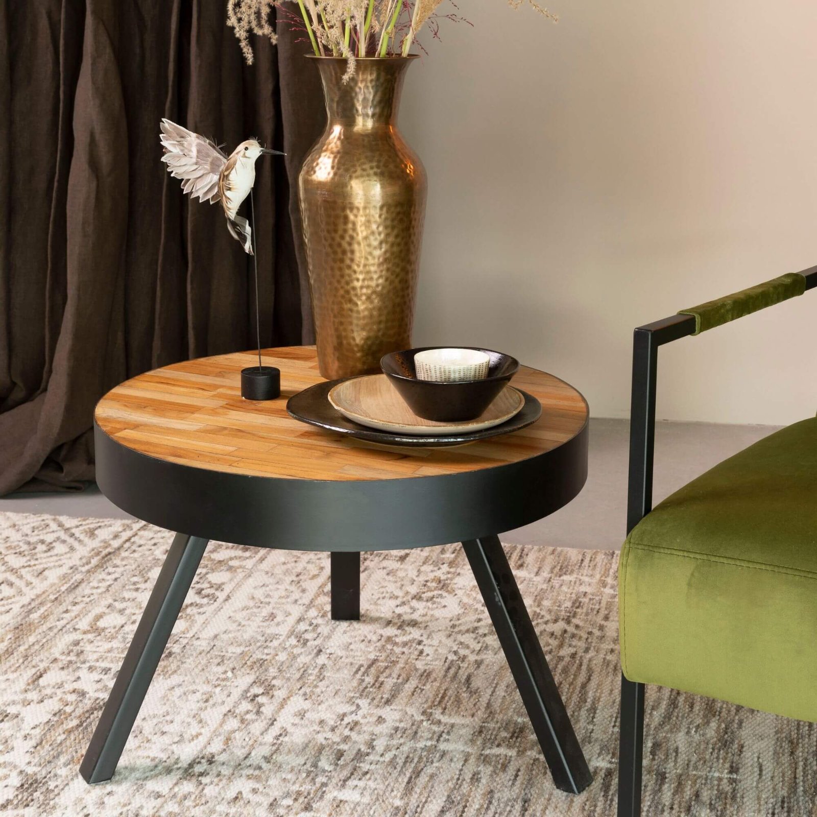 table basse suri teck - m - ø 58 x h 40 cm 2 table basse suri teck - m - ø 58 x h 40 cm – image 2