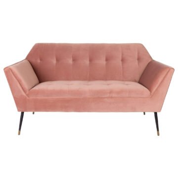 Canapé Kate - Rose poudre- Velours/Laiton