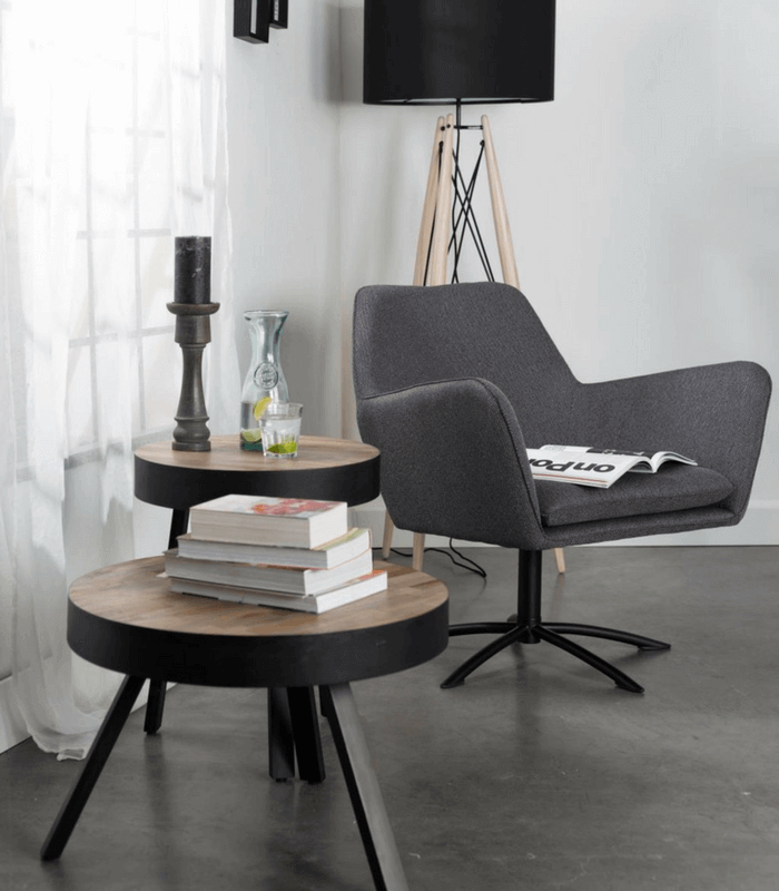 table basse suri teck - m - ø 58 x h 40 cm 7 set de 3 tables basses suri