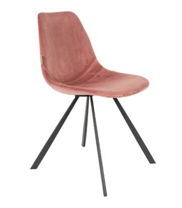 Chaise Franky Velours - Rose poudre