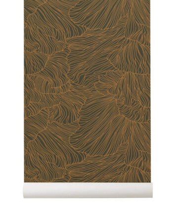 Papier-peint Coral - Vert fonce/Gold