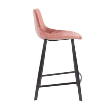 Tabouret de bar Franky - Velours rose poudré
