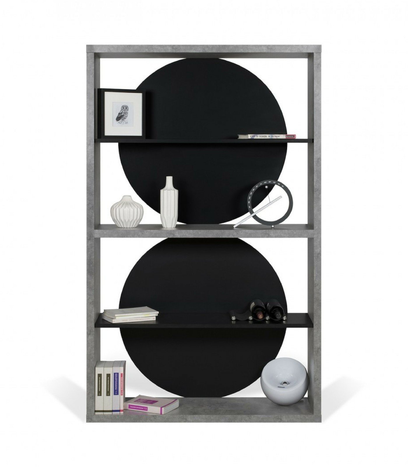 bibliothèque coco - effet béton - h 185 x l 115 x p 37 cm 1 bibliothèque coco - effet béton - h 185 x l 115 x p 37 cm