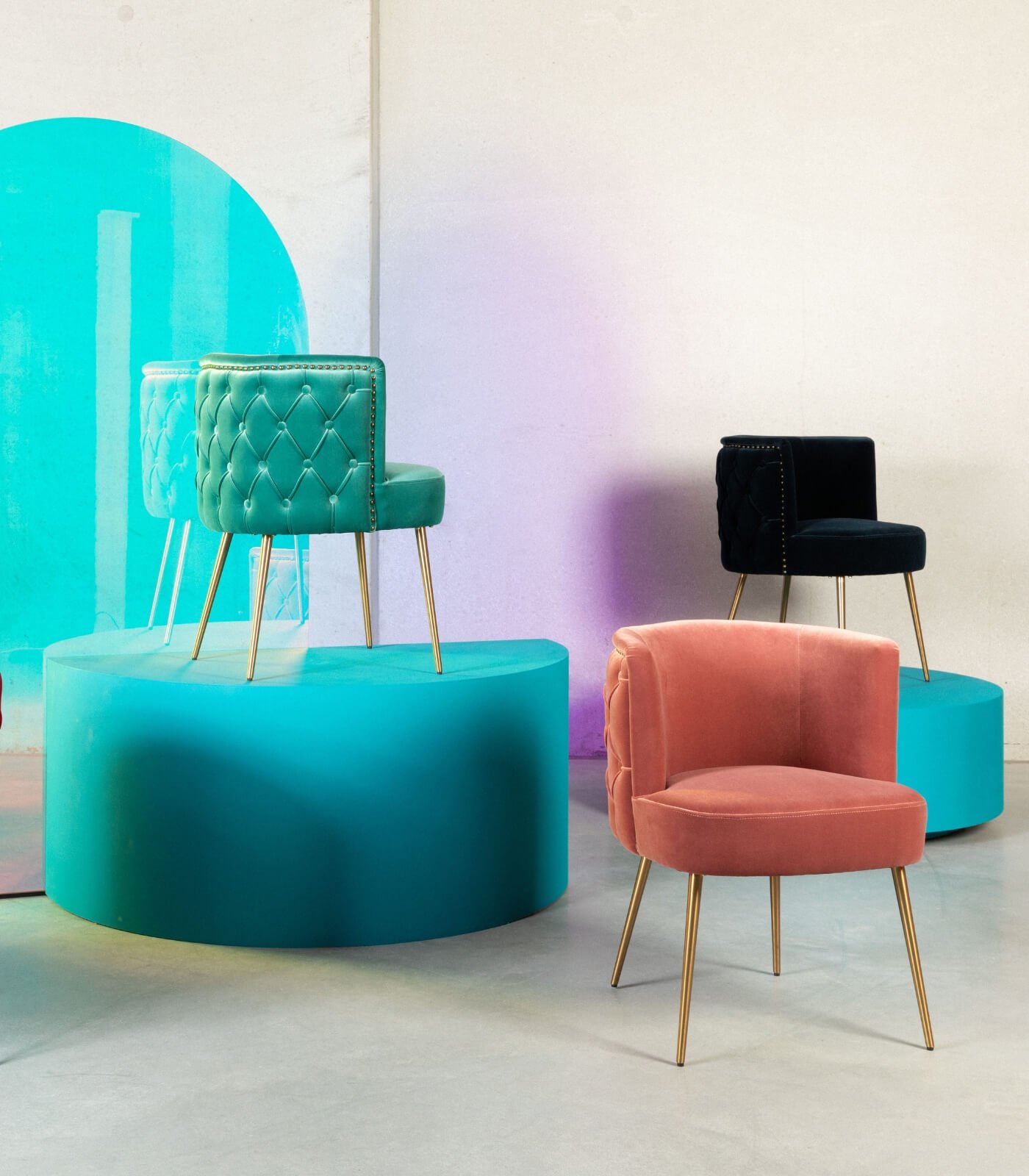 chaise such a stud - velours ocean (ignifugé)/inox 2 chaise such a stud - velours ocean (ignifugé)/inox – image 2