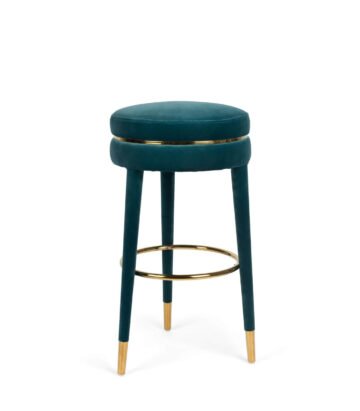 Tabouret de bar Macaron - H 74 cm - Bleu (Ignifugé)