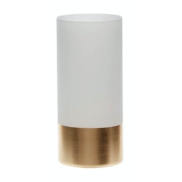 Photophore avec base laiton - ø 9 x H 20 cm - Blanc