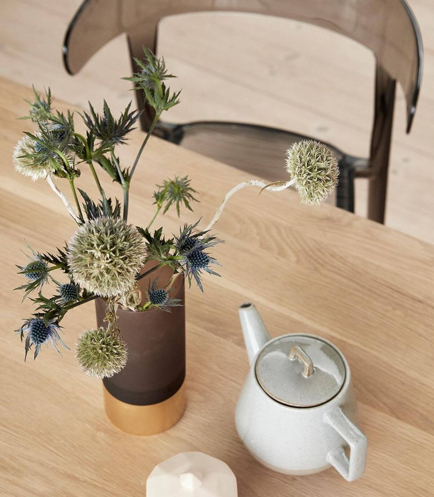 photophore avec base laiton - ø 9 x h 20 cm - marron 3 photophore avec base laiton - ø 9 x h 20 cm - marron – image 3