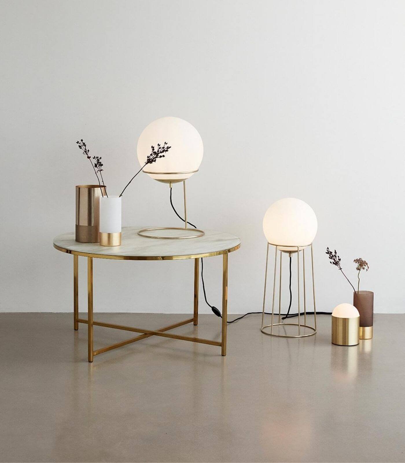 photophore avec base laiton - ø 9 x h 20 cm - blanc 2 photophore avec base laiton - ø 9 x h 20 cm - blanc – image 2