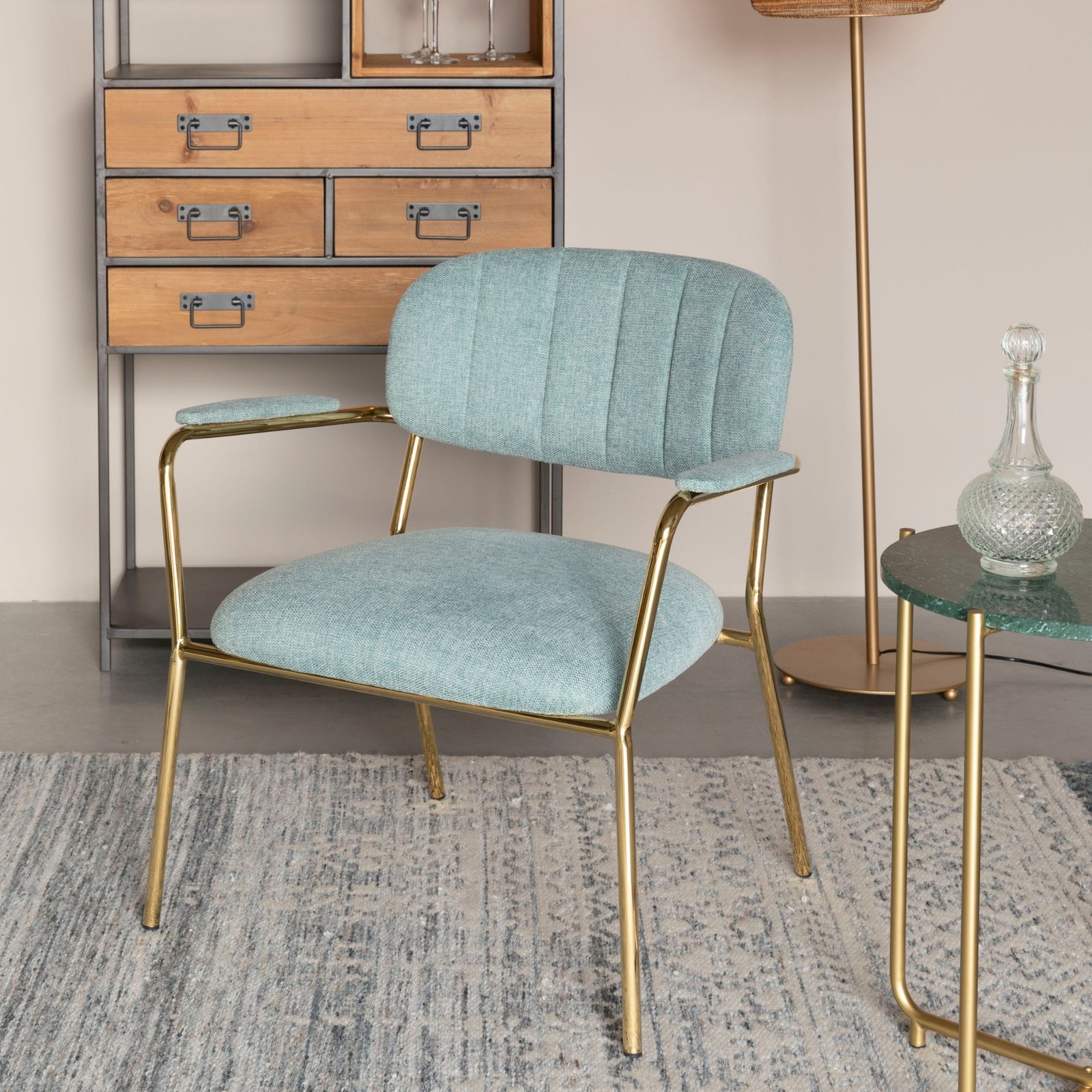 fauteuil lounge jolien - vert eau/laiton 2 fauteuil lounge jolien - vert eau/laiton – image 2